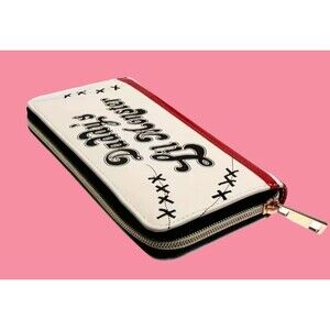 Harley Quinn Daddy's Lil Monster Faux Leather Zip Around Large 7.5" x 4" Wallet